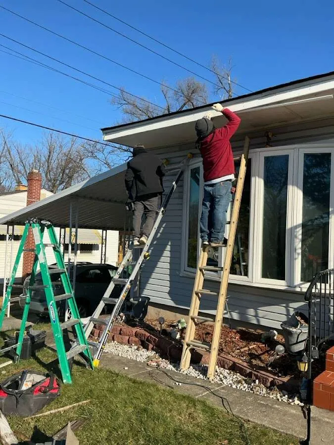 Restoration crew performing exterior repair in La Grange